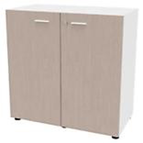 Armoire basse portes battantes Arold H.86 x L.86 cm - Orme gris / Blanc