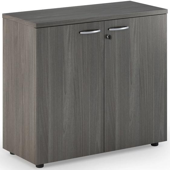 Armoire basse Pronto - L.80 x H.72 cm - 2 portes - Cendre