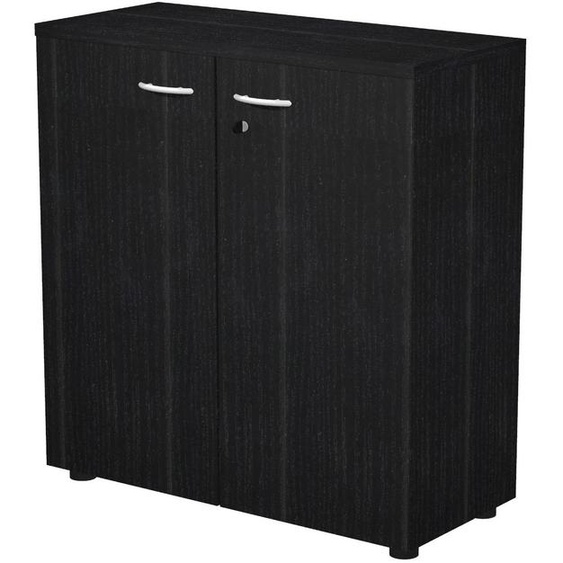 Armoire basse Pronto - L.80 x H.72 cm - 2 portes - Noir