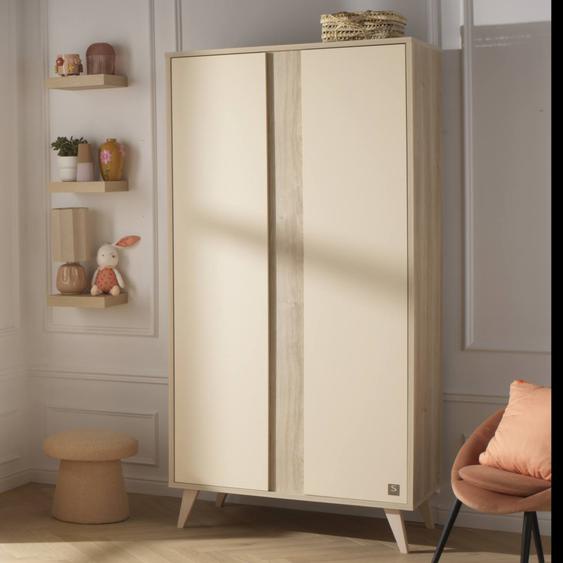 Armoire Bébé 2 Portes Avec Pieds Bois Marron/beige