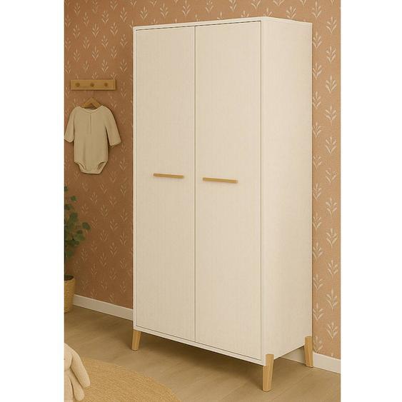 Armoire Bébé 2 Portes Sur Pieds En Bois - Joy Blanc/marron