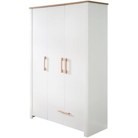 Armoire Bébé 3 Portes À Fermeture Douce Ava Blanc / Chêne Artisan