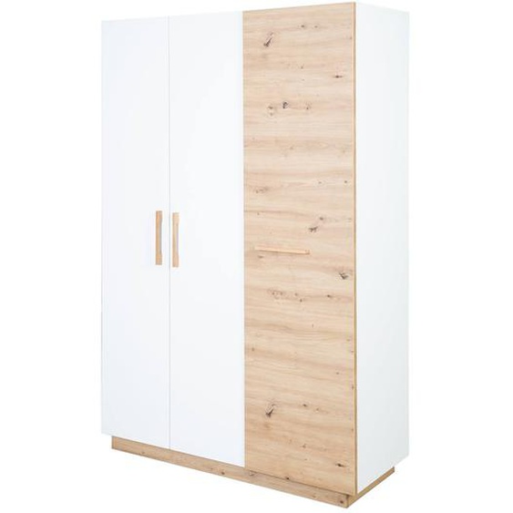 Armoire Bébé 3 Portes À Fermeture Douce Lion Blanc / Chêne Artisan