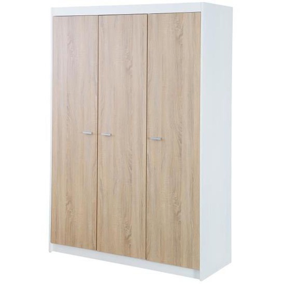 Armoire Bébé 3 Portes Gabriella - ROBA - Blanc / Chêne Sonoma - Penderie et 6 Étagères