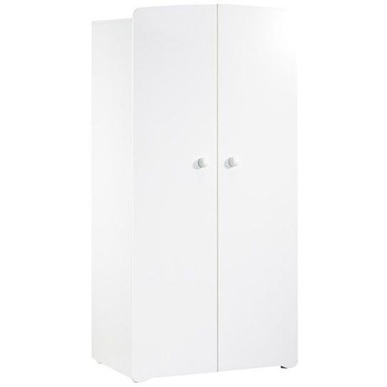 Armoire bébé Basic - Blanche - Boutons boule blanc - 2 portes - Babyprice