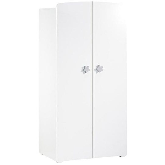 Armoire bébé Basic - Blanche - Boutons étoiles grises - 2 portes - Babyprice