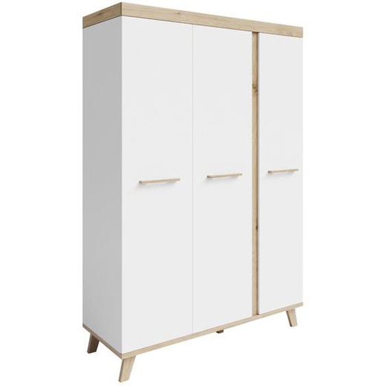 Armoire Bébé Scandinave 3 Portes À Fermeture Douce Smile Blanc / Chêne Artisan