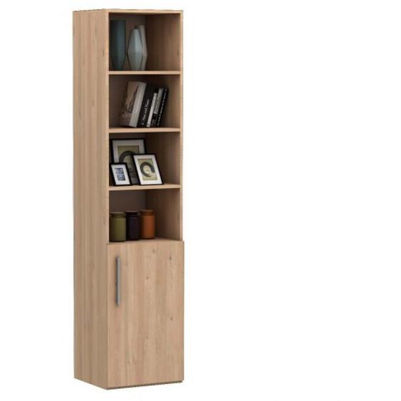 Armoire bibliothèque demi-porte 4 étagères MULTIMO largeur 50 cm chêne