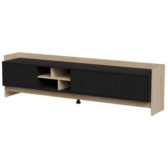Armoire TV Cama PORTO 3D, dimensions 190x38x50 cm, finition chêne/noir
