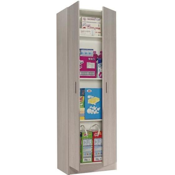 Armoire colonne de rangement 2 portes coloris chêne - hauteur 180 cm x 59 cm longueur x profondeur 37 cm