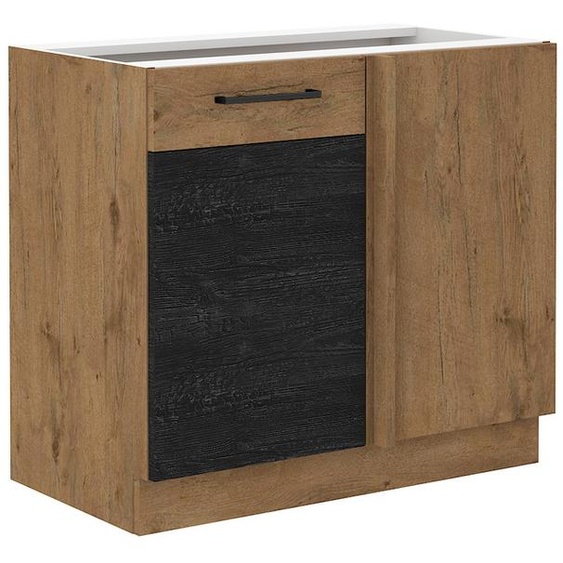 Armoire d’angle prolongée VANYA – 105 cm, bois foncé / chêne lancelot