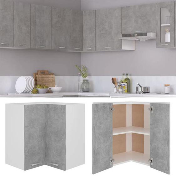 Armoire dangle suspendue, Meuble haut cuisine Gris béton Bois d’ingénierie 3410528 FrenchDays