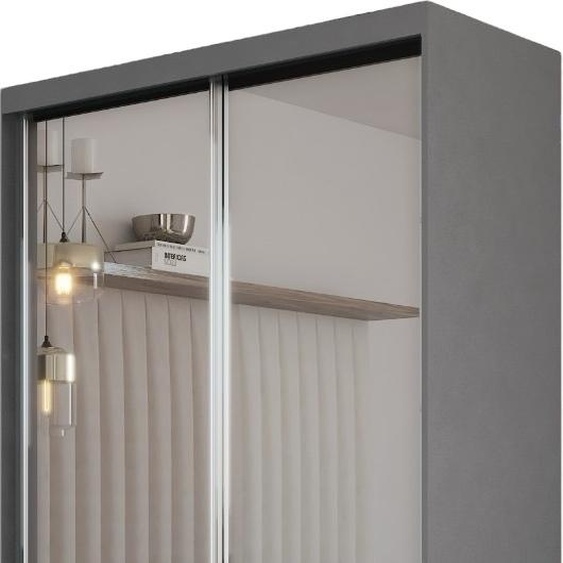 Armoire Darix de 120 cm avec miroir, 2 portes coulissantes Armoire à portes coulissantes (couleur : graphite)