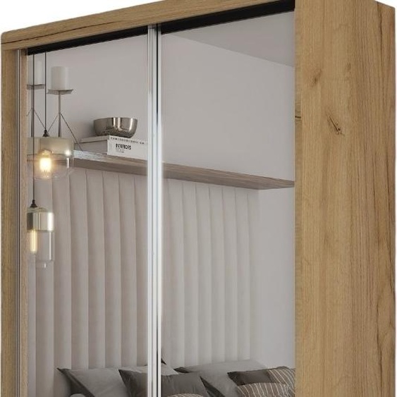 Armoire Darix de 150 cm avec miroir, 2 portes coulissantes Armoire à portes coulissantes (couleur : artisan)