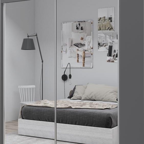 Armoire Darix de 160 cm avec miroir, 2 portes coulissantes Armoire à portes coulissantes (couleur : graphite)