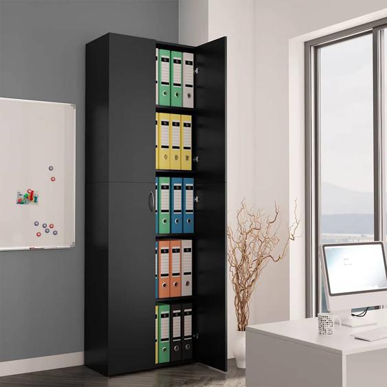 Armoire de bureau Noir 60x32x190 cm Bois dingénierie