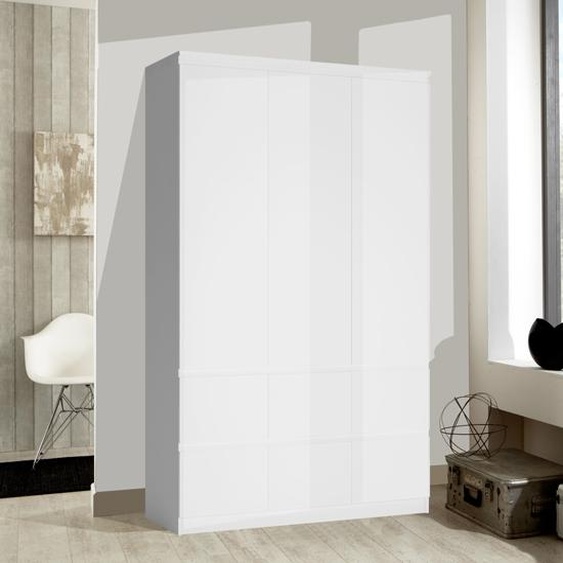Armoire de chambre à coucher, 137 cm, blanc mat / blanc brillant