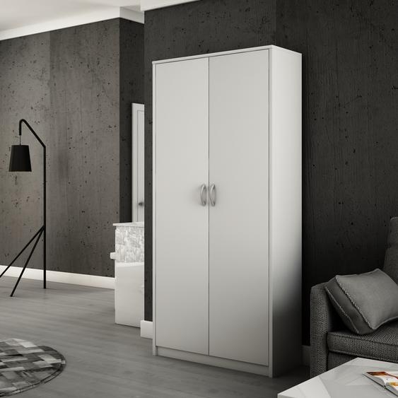 Armoire de classement à 5 compartiments Armoire à usage multiple Armoire ménagère finition mate avec 4 étagères et 2 portes blanc