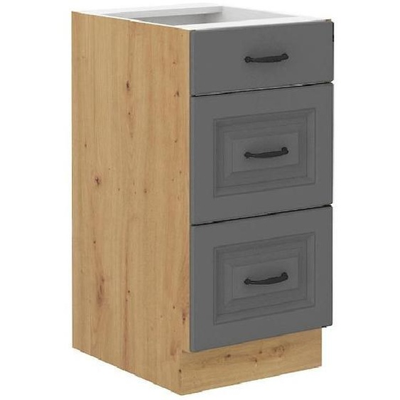 Armoire de cuisine avec tiroirs SOPHIA – largeur 40 cm, gris / chêne artisan