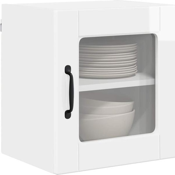 Cabinet en verre mural PORTO Blanc brillant 40 x 31 x 40 cm