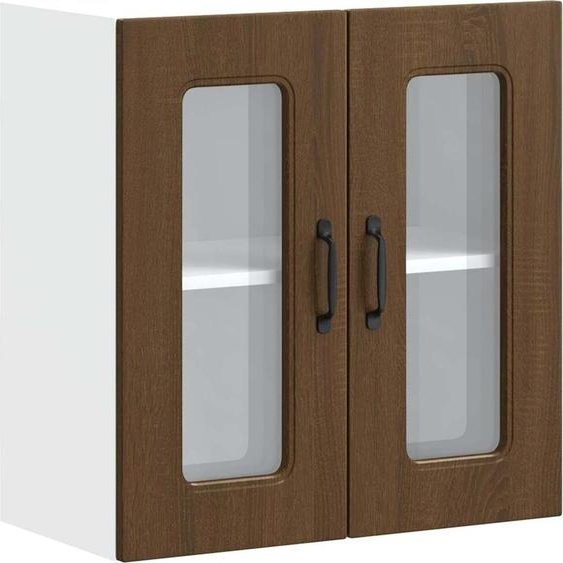 Armoire murale de cuisine et porte en verre Kalmar chêne marron