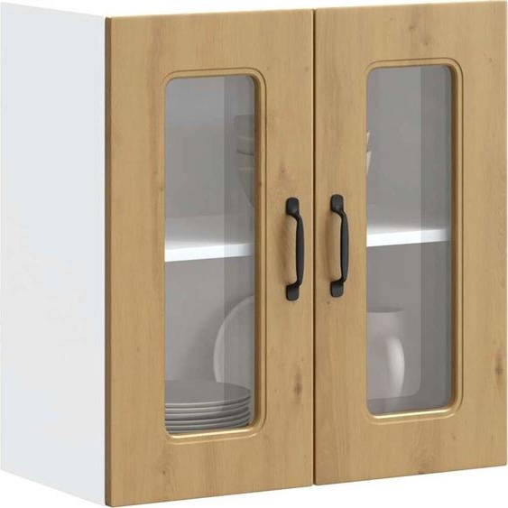 Armoire murale de cuisine avec porte vitrée Kalmar Chêne artisanal Bois dingénierie
