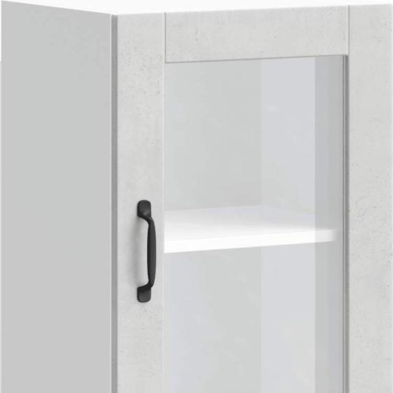 Armoire murale de cuisine avec porte en verre Porto gris béton
