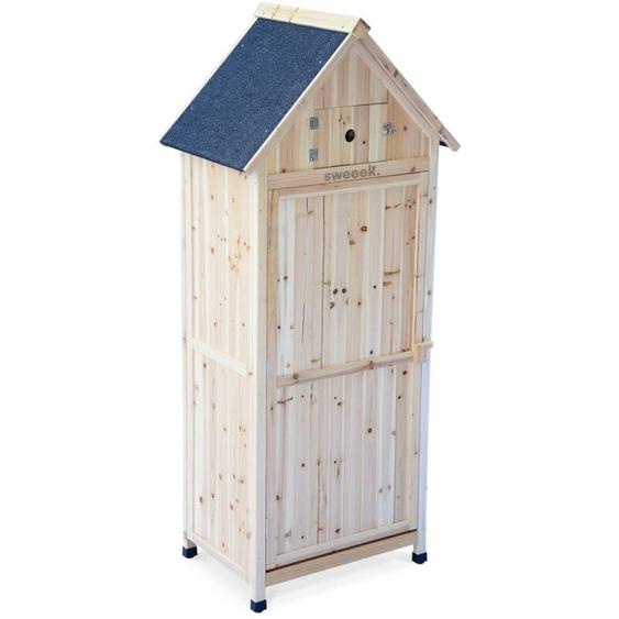 Sweeek - Armoire de jardin en bois. Mimosa Naturel. 77 x 54.5 x 179 cm. abri de jardin en bois. armoire de rangement. range outils