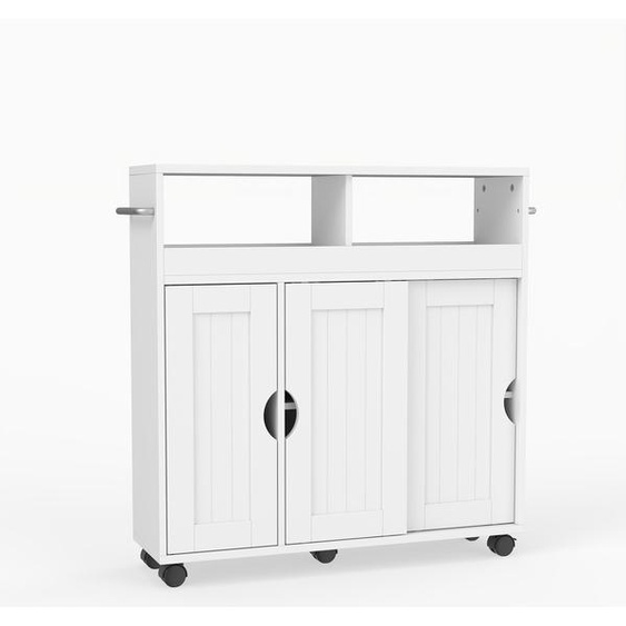 Armoire de niche COSTWAY avec roulettes, armoire de salle de bain étroite avec étagère, porte-serviettes et portes coulissantes, chariot de salle de bain, chariot de niche, 75 x 20 x 72 cm