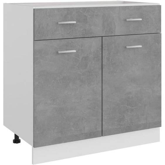 Armoire de plancher à tiroir Gris béton Bois d’ingénierie