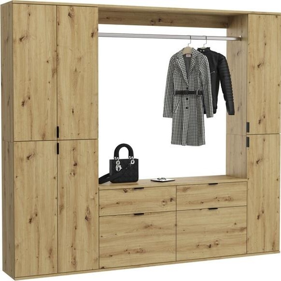 Armoire de rangement 6 portes + 4 tiroirs – Chêne clair – BODITE