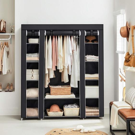 Armoire de Rangement en Tissu, Penderie avec Housse, Placard, Garde-robe, 45 x 150 x 175 cm, 12 Compartiments, Cadre en Métal, pour Chambre,