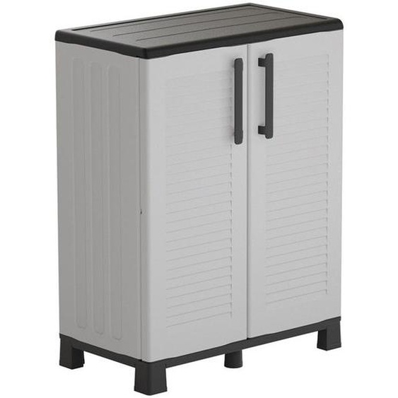 Armoire de rangement Gris 68 x 37 x 90cm Meuble de rangement Intérieur Exterieur 2 portes 2 Etagères Charnière acier INTEC