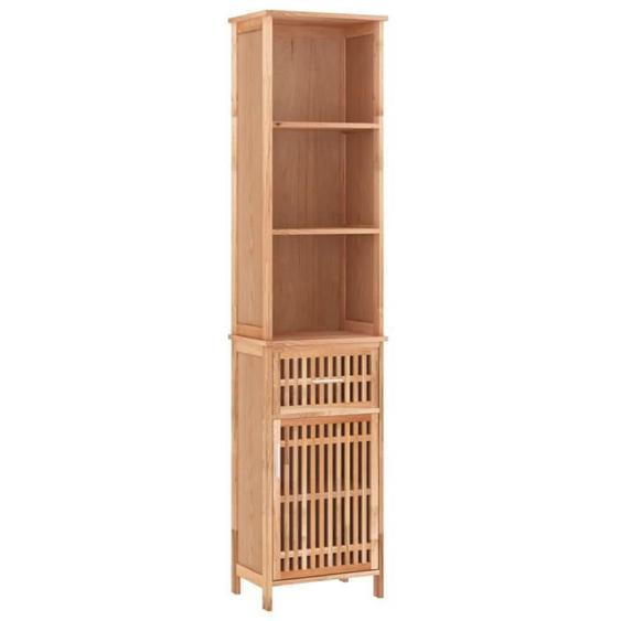 Armoire de salle de bain - ASHATA - PLA5046614 - Bois massif de noyer - 42x29x182 cm - Finition huilée