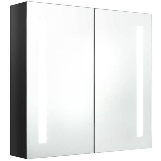 Armoire de salle de bain a miroir led 62 x 14 x 60 cm noir brillant