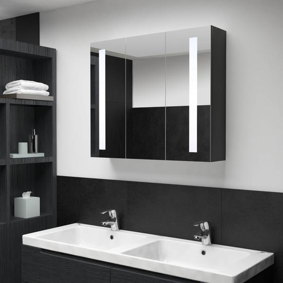 Armoire de salle de bain à miroir LED 89x14x62 cm