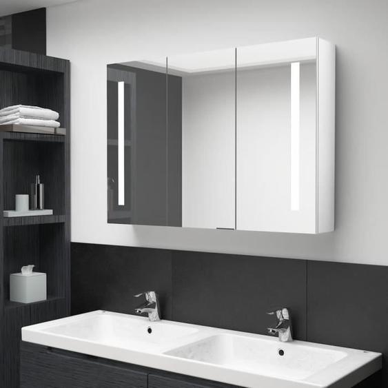 Armoire de salle de bain - MOTHINESSTO - LY0407 - Miroir LED - 3 portes - 5 étagères