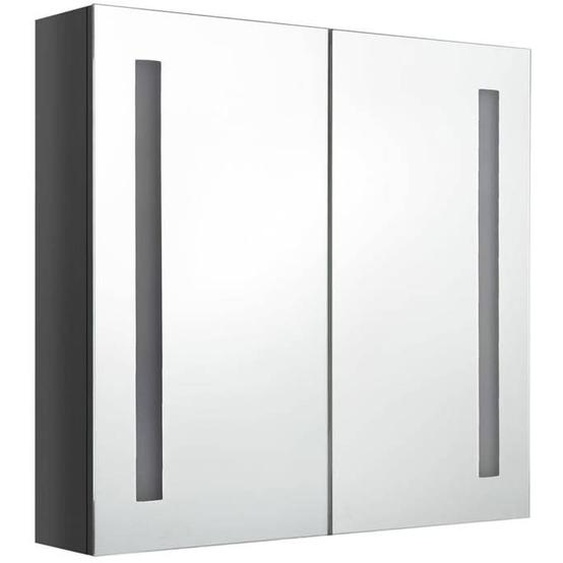 Armoire de salle de bain a miroir led brillant 62 x 14 x 60 cm gris