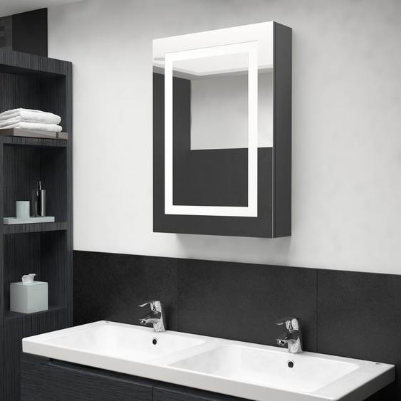 Armoire de salle de bain à miroir LED Gris 50x13x70 cm