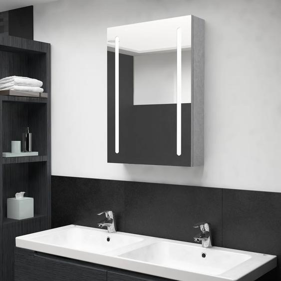 Armoire de salle de bain à miroir LED gris béton 50x13x70 cm