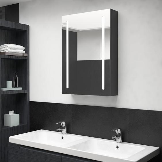 Armoire de salle de bain à miroir LED noir brillant 50x13x70 cm