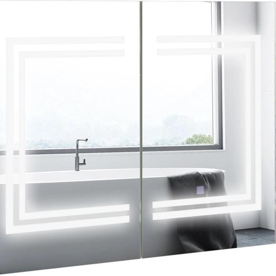 Armoire de salle de bain - armoire de toilette avec éclairage LED - 80×15×65 cm - à monter soi-même - blanc pur