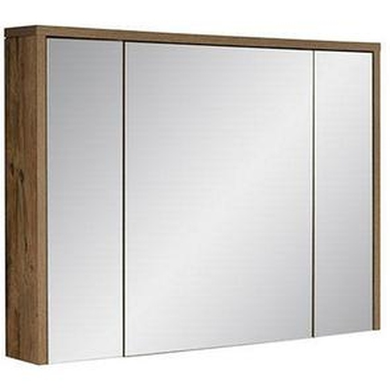 Armoire De Salle De Bain Avec Miroir 100 Cm 3 Portes Chêne Huton Moderne
