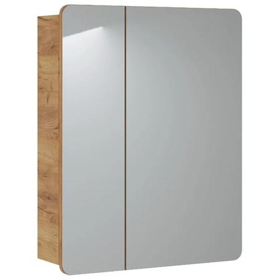 Armoire De Salle De Bain Avec Miroir 60 Cm 2 Portes Chêne Craft