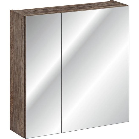 Armoire De Salle De Bain Avec Miroir 60 Cm Chêne Santa Fe Vintage 2 Portes