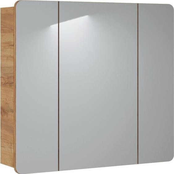 Armoire De Salle De Bain Avec Miroir 80 Cm Chêne Craft 3 Portes