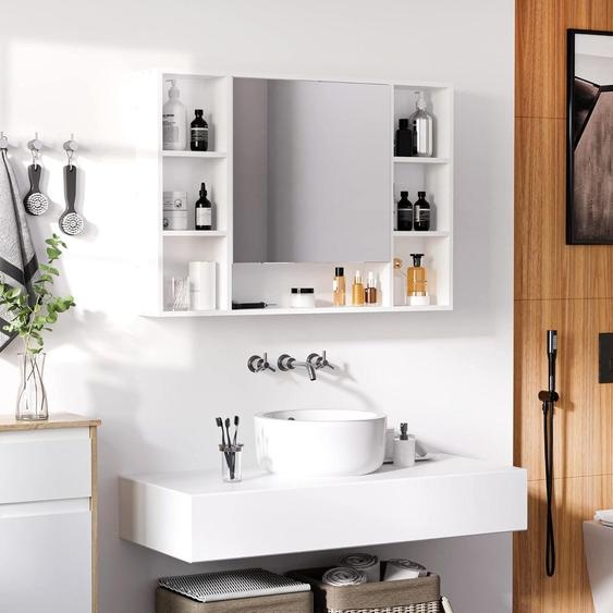 Armoire de salle de bain avec miroir - Armoire à miroir - Meuble mural - Rangement - Meuble de salle de bain - Blanc