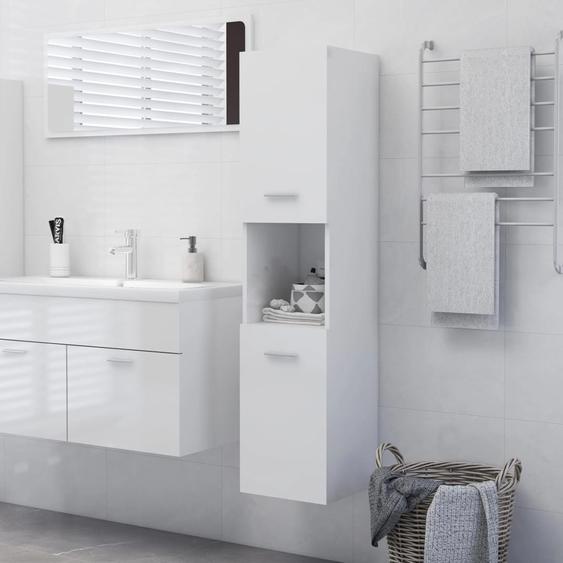 Armoire de salle de bain Blanc brillant Bois dingénierie