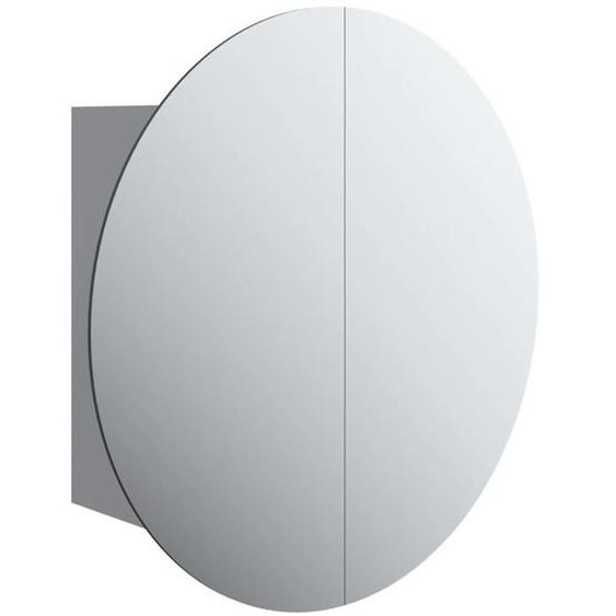 Armoire de salle de bain miroir rond et led 40 x 40 x 17,5 cm gris