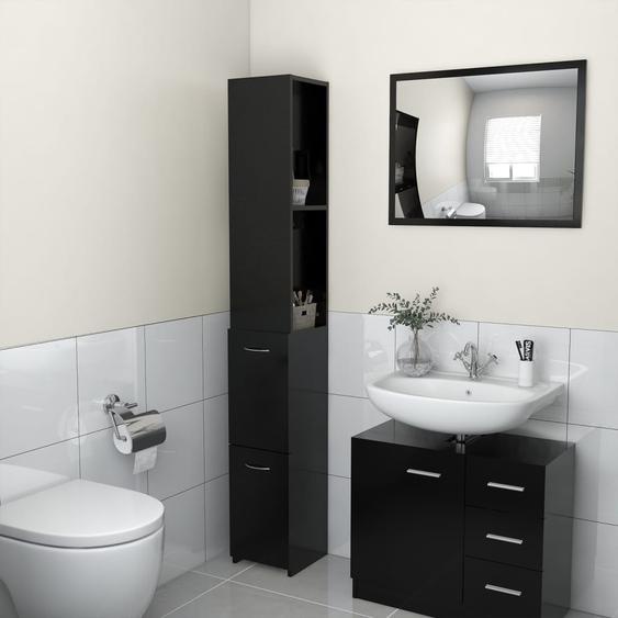 Armoire de salle de bain noir 25x26,5x170 cm bois dingénierie